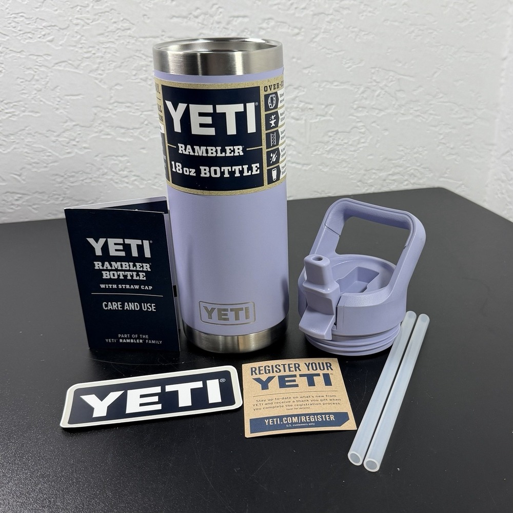 YETI Rambler 18oz Bottle Cosmic Lilac w/ Matching Straw Lid Retired Color - NEW